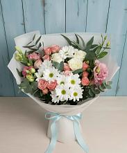 Букет цветов из:  Розы, Лизиантусы и Хризантемы в Лобаново