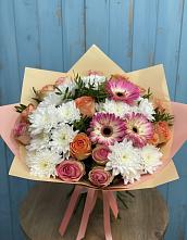 Букет цветов из:  Розы, Герберы и Хризантемы в Лобаново