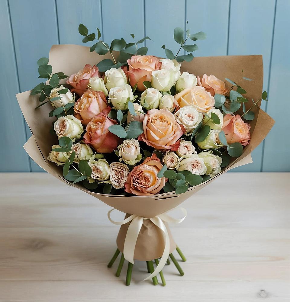 Букет цветов из: Альстромерии и Розы в Лобаново