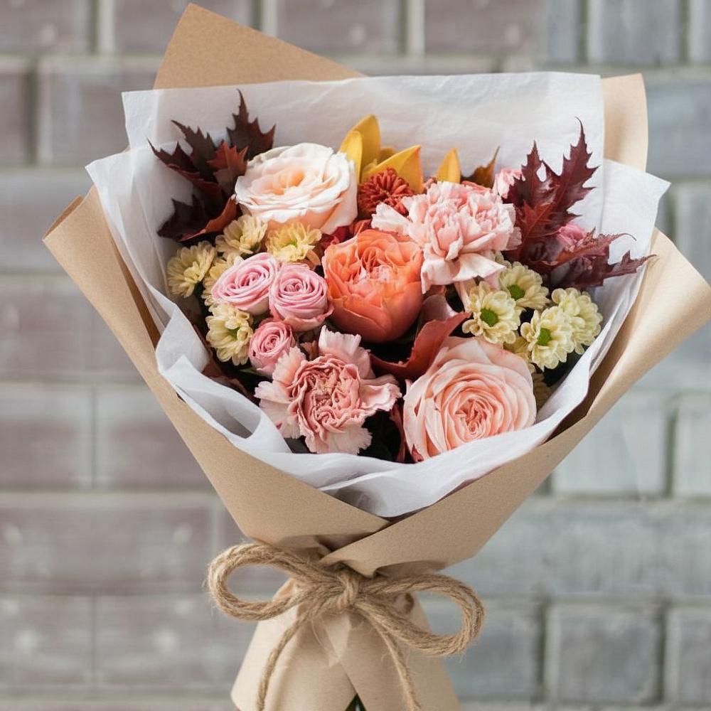 Букет цветов из: Гвоздики, Хризантемы и Розы в Лобаново