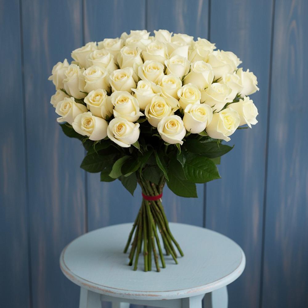 Букет 51 Белая роза Эдлесс Лав в Лобаново