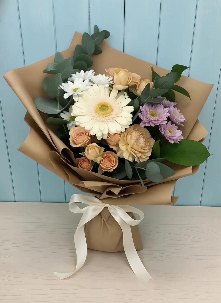 Букет цветов из: Герберы и Хризантемы в Лобаново
