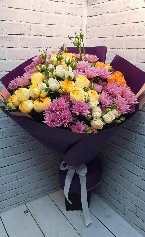 Букет цветов из: Хризантемы и Розы в Лобаново