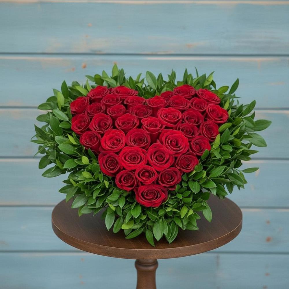 Цветочная композиция из Розы в виде сердца в Лобаново