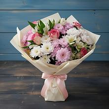 Букет цветов из:  Хризантемы, Альстромерии и Розы в Лобаново