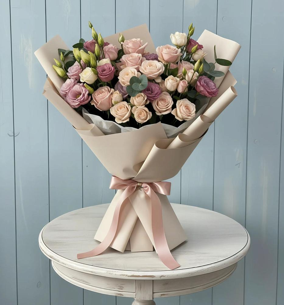 Букет цветов из: Розы и Лизиантусы в Лобаново