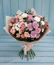 Букет цветов из:  Хризантемы, Розы и Альстромерии #REPLACE_PRED# Лобаново